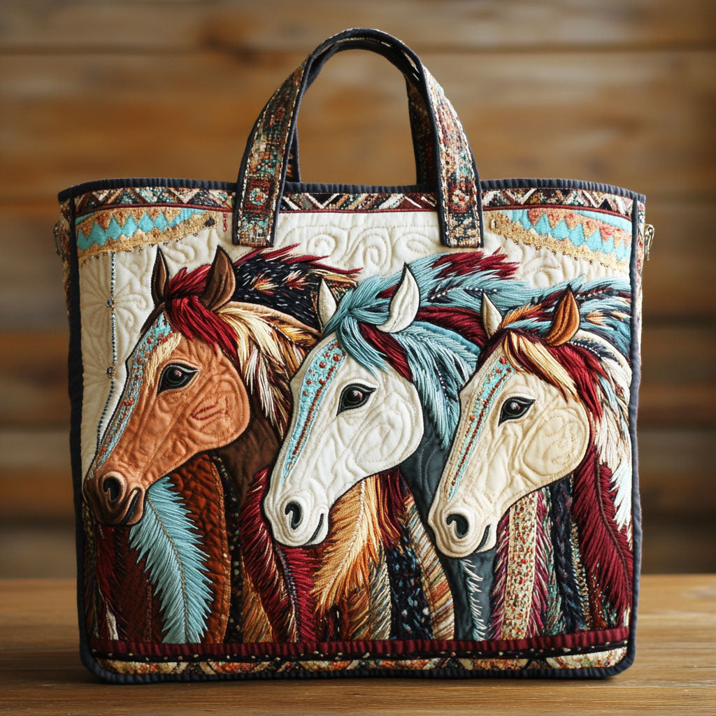 Hest Native American CW0801007CL Quilted Tote Bag