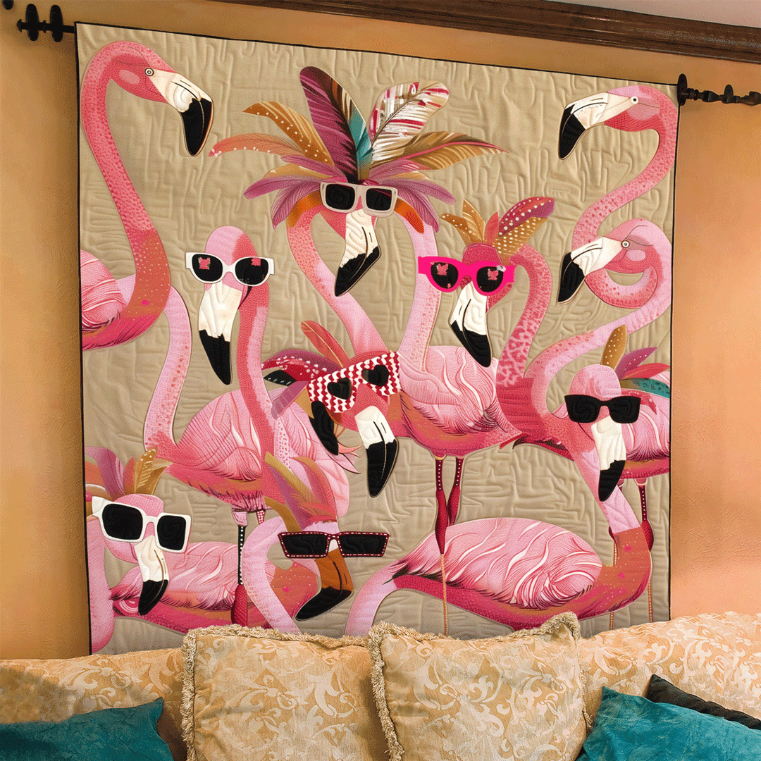 Flamingo Fiesta Kunst Quilt Vægophæng NCU0TL911