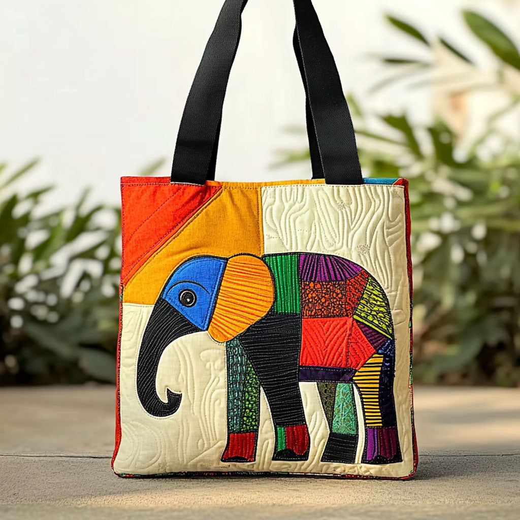 Håndlavet Elefant Glæde WN0910040CL Quiltet Tote Bag