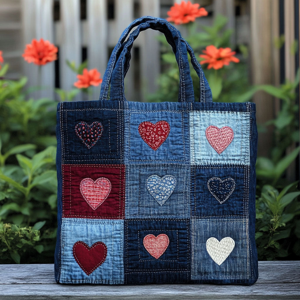 Denim Love Charm CW1501008CL Quiltet Tote Bag