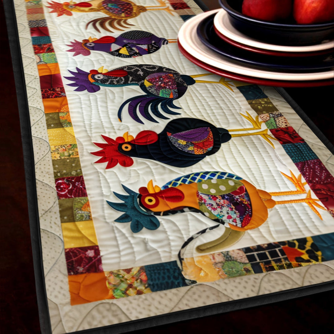 Rooster Parade Quiltet Bordløber NCU0TH595