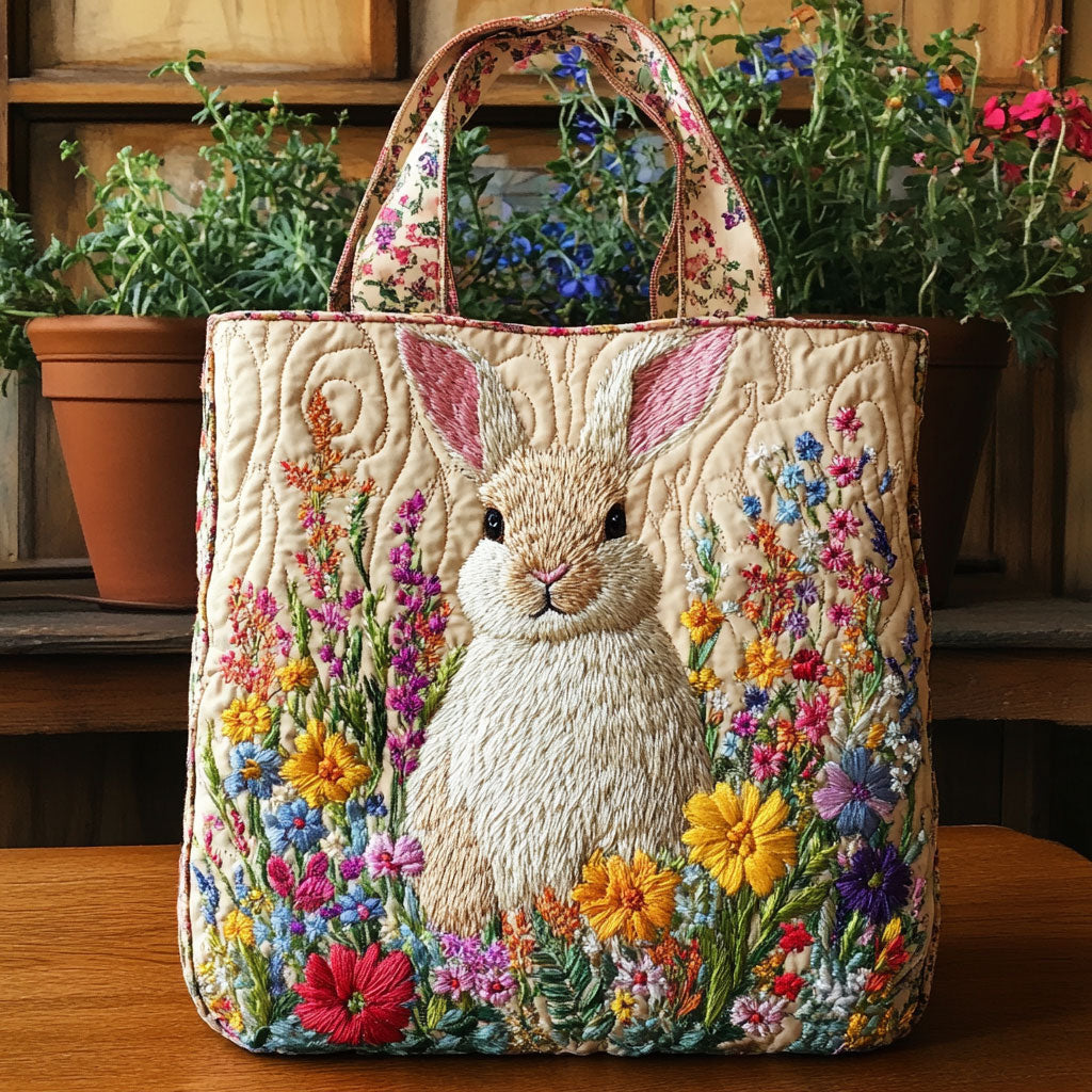 Rabbit Flower CW1001012CL Quiltet Tote Bag