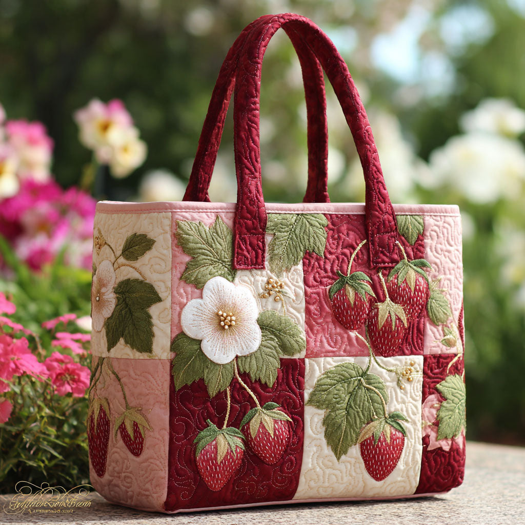 Sød Jordbær CW2609020CL Quiltet Tote Taske