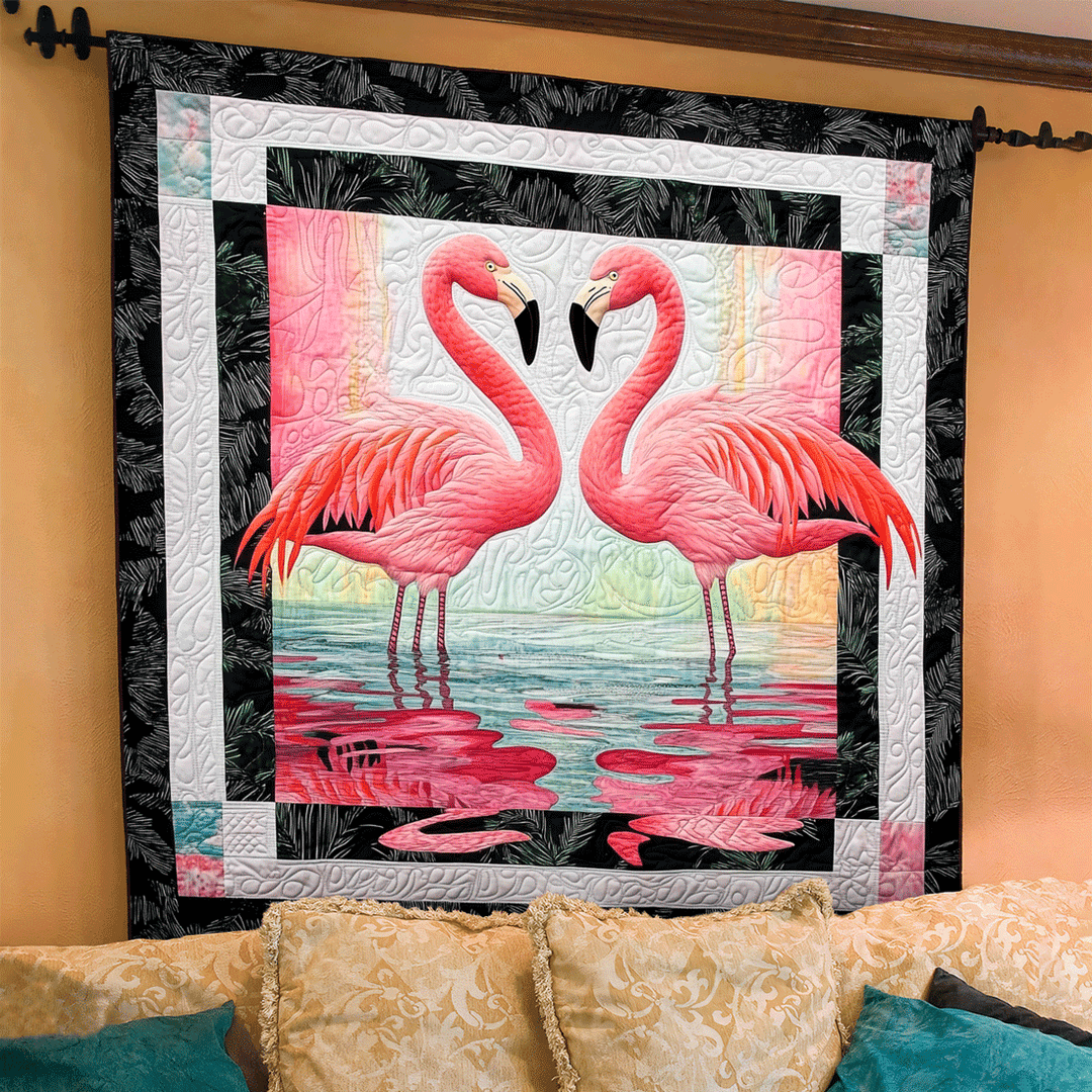 Flamingo Bliss Kunst Quilt Hængende NCU0TL913