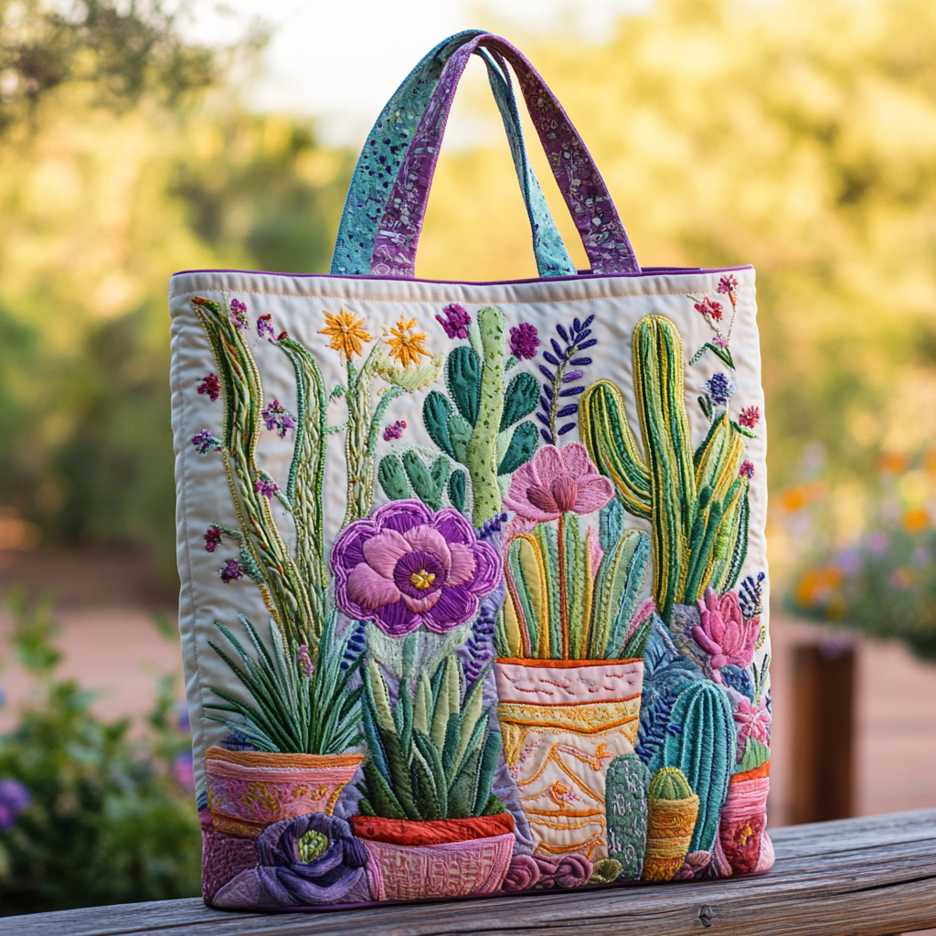 Kaktus og Sukulenter XR0212004CL Quiltet Tote Bag