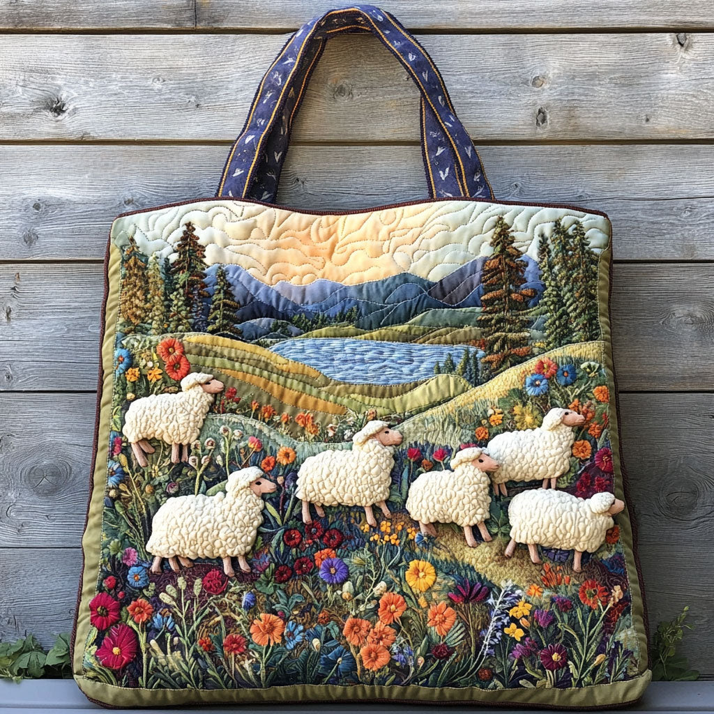 Græssende Får WN0801064CL Quiltet Tote Bag