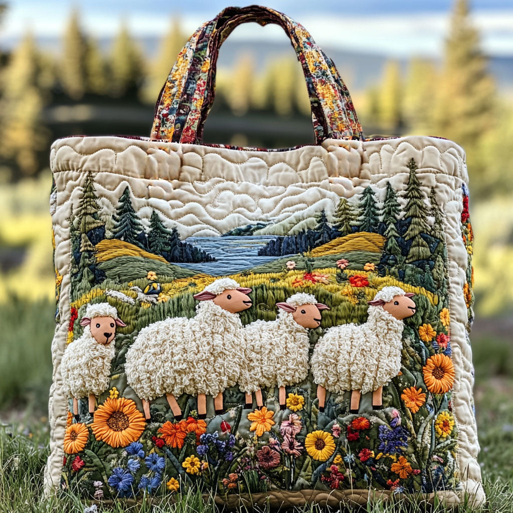 Vildblomst Får WN0801104CL Quilted Tote Bag