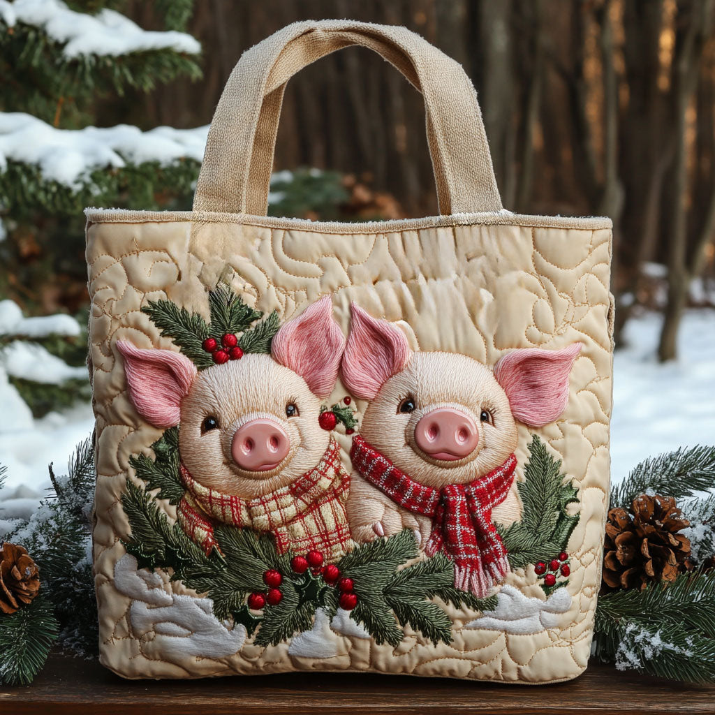 Holly Spirit Pig WN2910038CL Quiltet Tote Bag