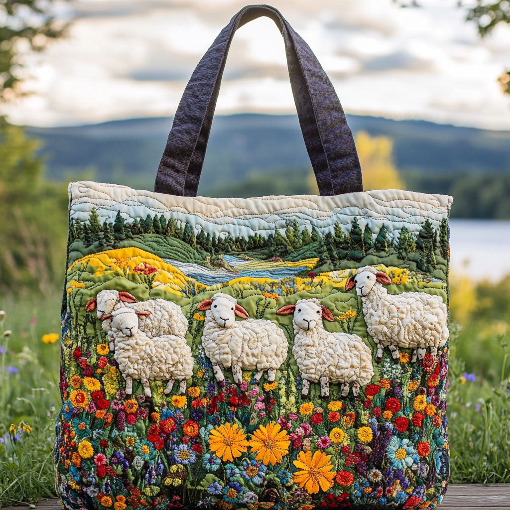 Hillside Sheep WN0801044CL Quiltet Tote Bag