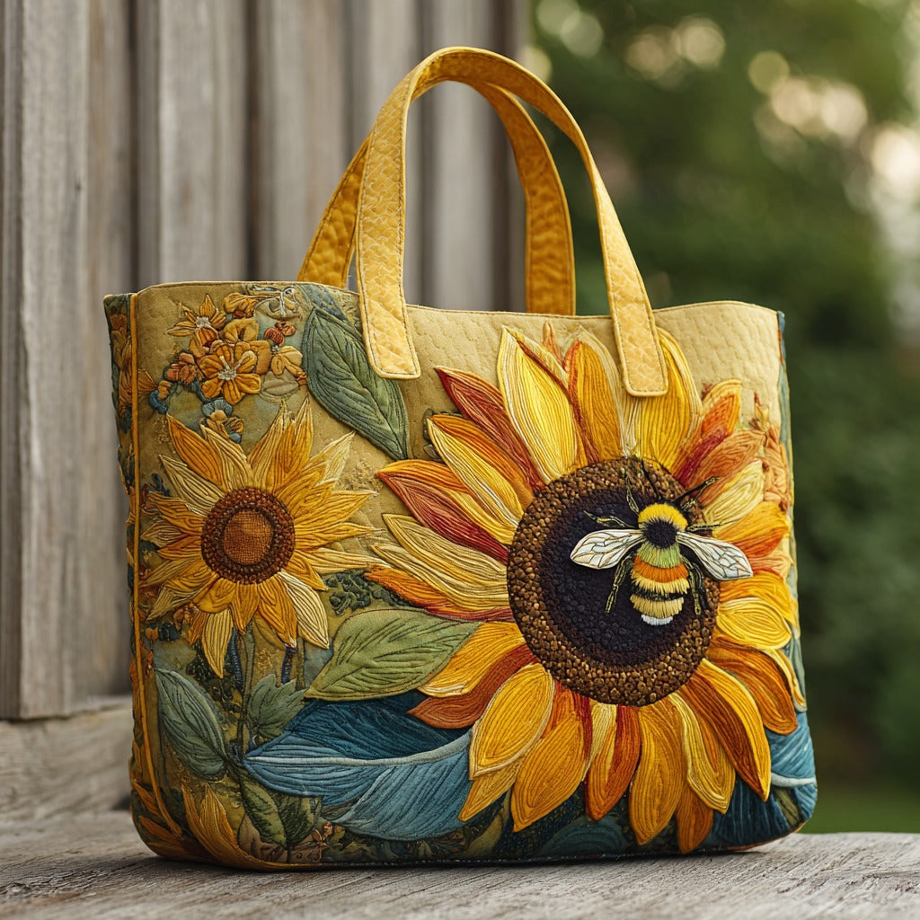Bee Sunflower XR2411008CL Quiltet Tote Bag