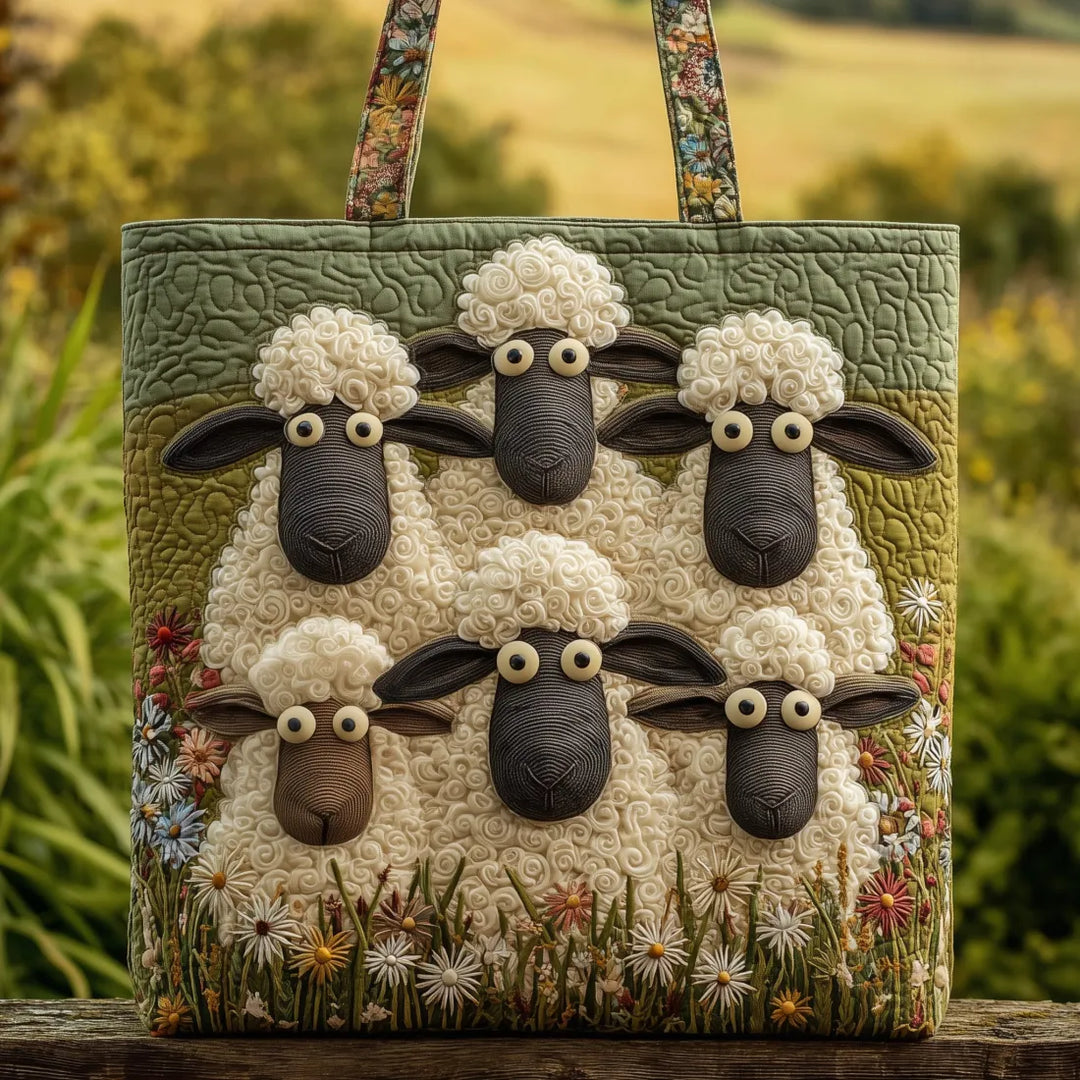 Quilted Tote Bag - Fem får