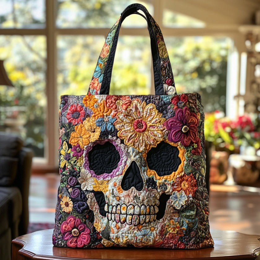 Blomster Og Skelet XR2709016CL Quiltet Tote Taske