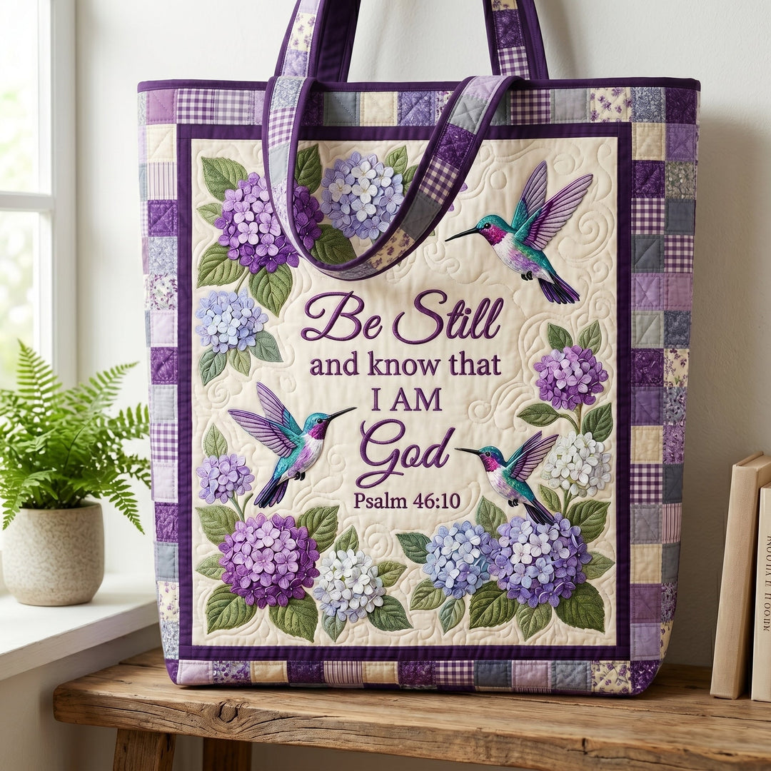 Vær Stille Hummingbird XR1604022CL Quilted Tote Bag