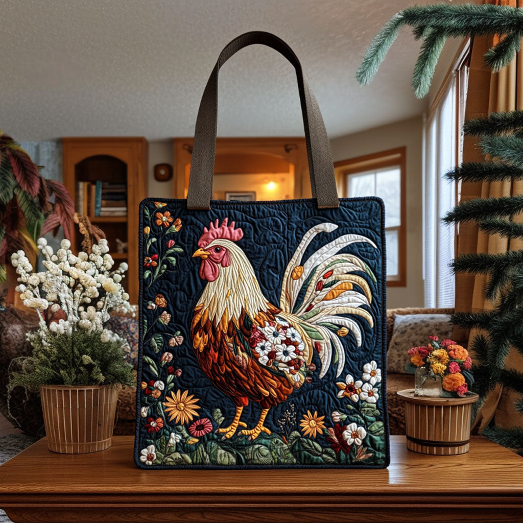 Rooster Floral KL0412029CL Quiltet Tote Bag