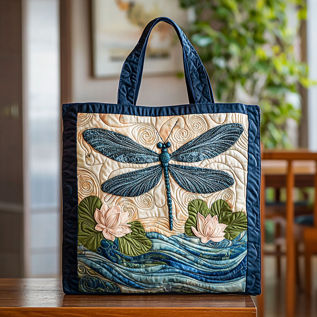 Drageflue Over Lotus QA2111012CL Quiltet Tote Bag