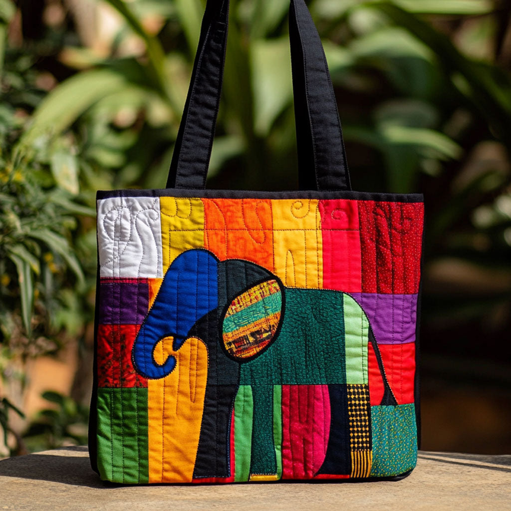 Vibrant Elephant Harmony WN0910067CL Quiltet Tote Bag
