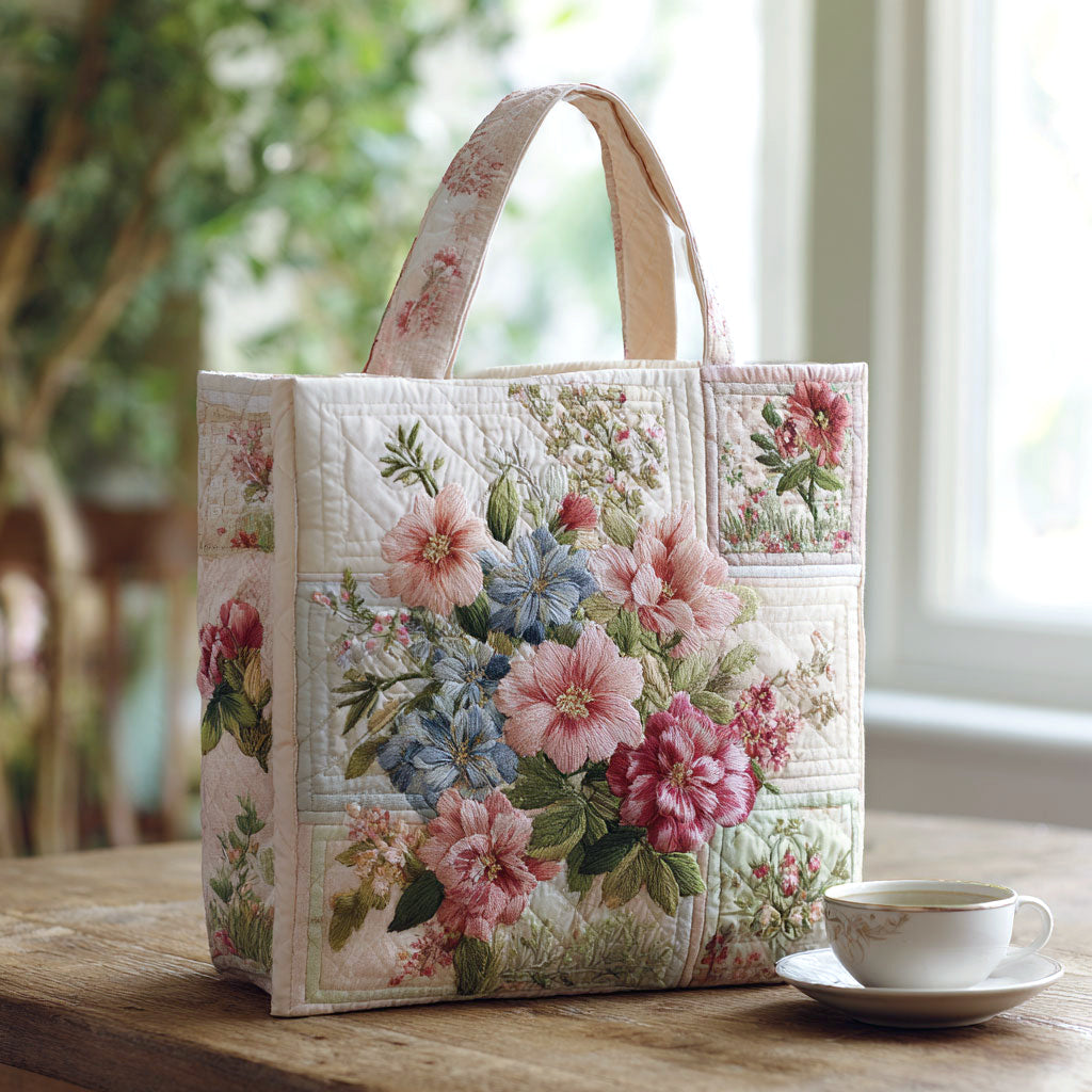 Flower Time CW1301015CL Quiltet Tote Bag