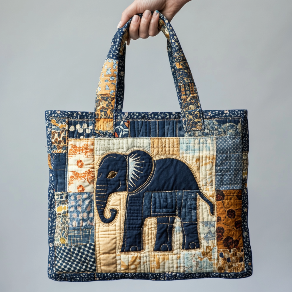 Elefant Patchwork XR0801009CL Quiltet Tote Bag