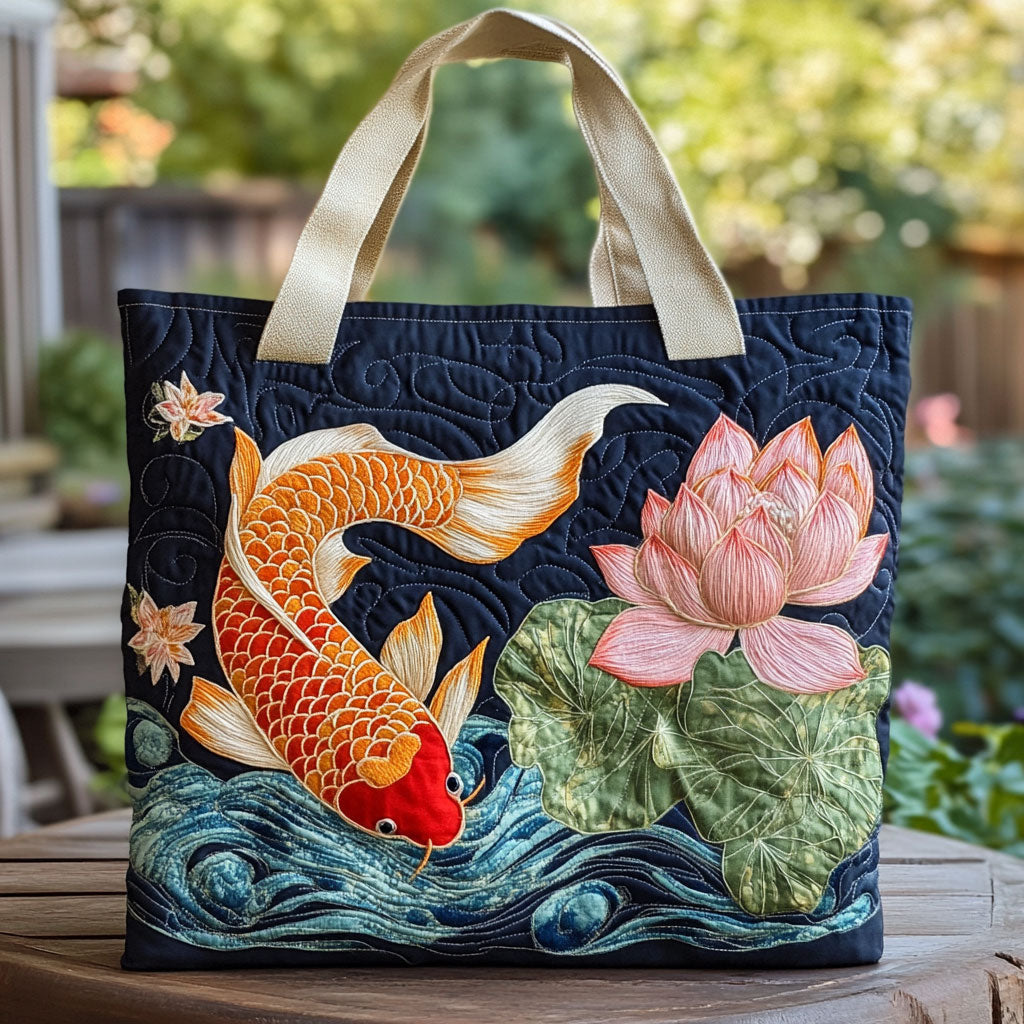 Majestic Lotus Koi CW2709016CL Quiltet Tote Bag