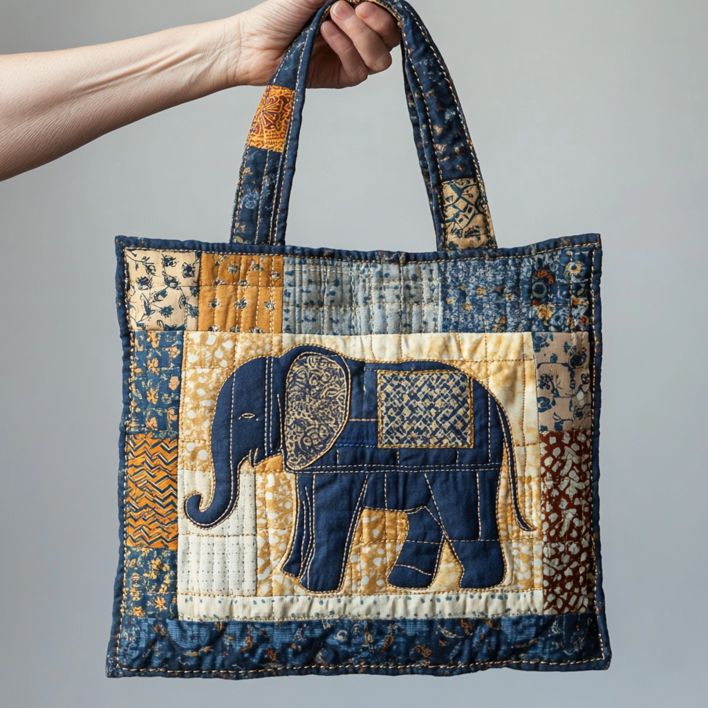 Indigo Elephant XR0801011CL Quiltet Tote Bag