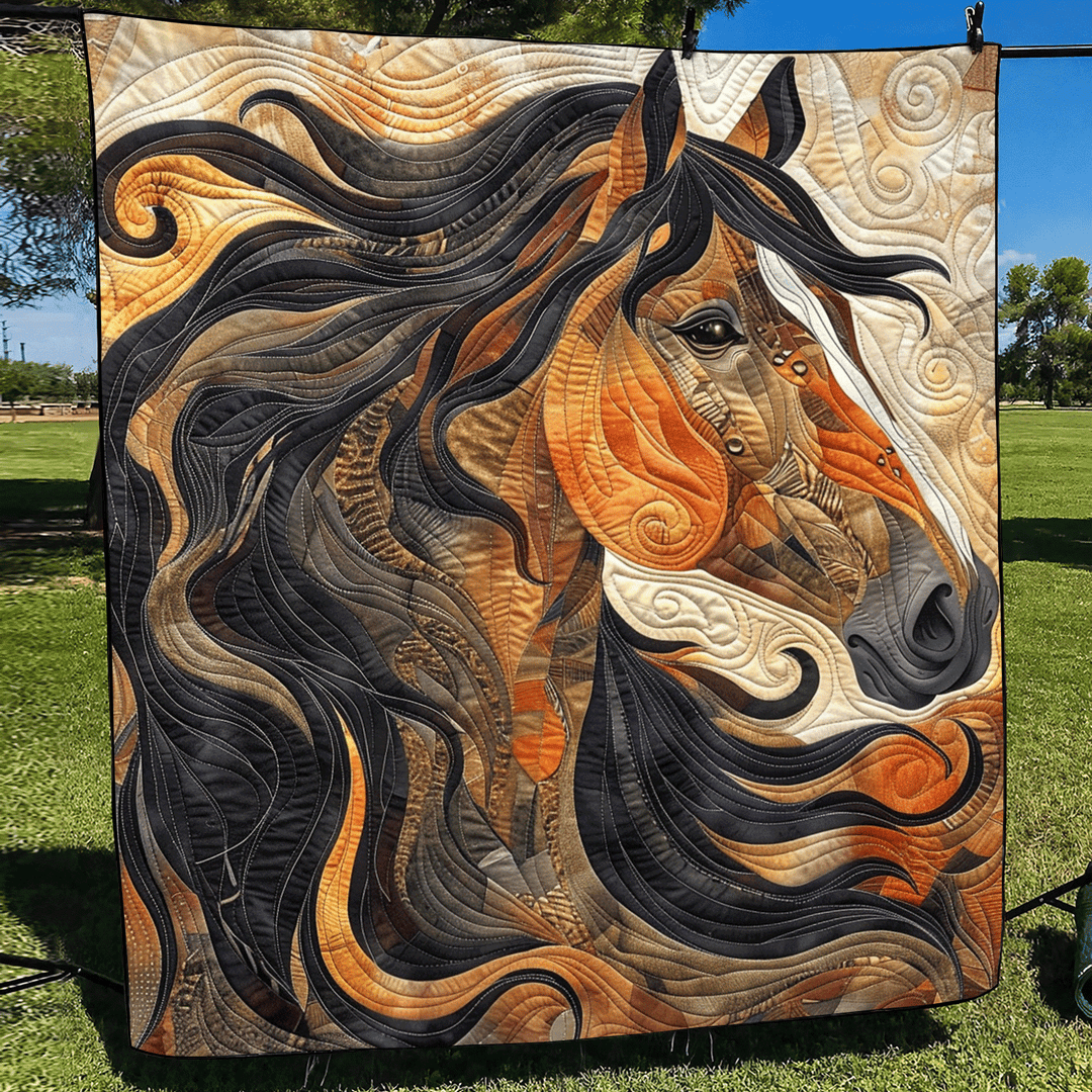 Abstrakt Hest Quilted Tæppe NCU0TH773