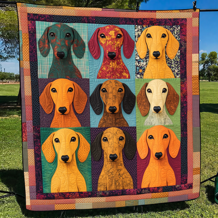 Bedårende Dachshund Quiltet Tæppe NCU0VL445
