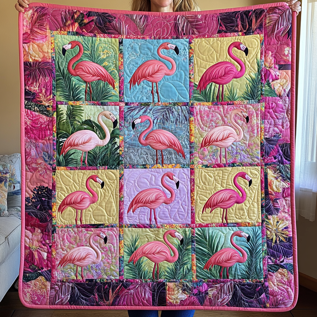 Bedårende Flamingo Quiltet Tæppe NCU0VL554