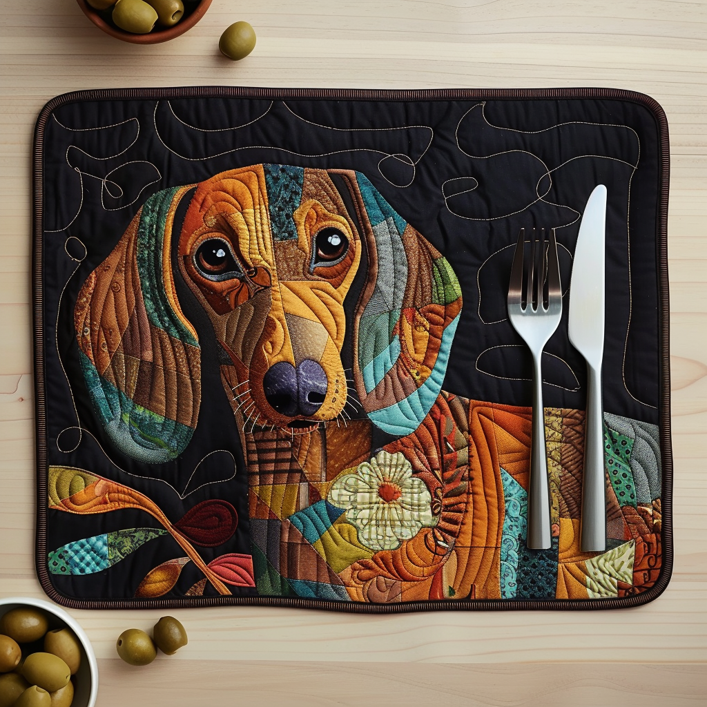 Kunstnerisk Efterårs Dachshund Quilted Bordskåner NCU0TH009