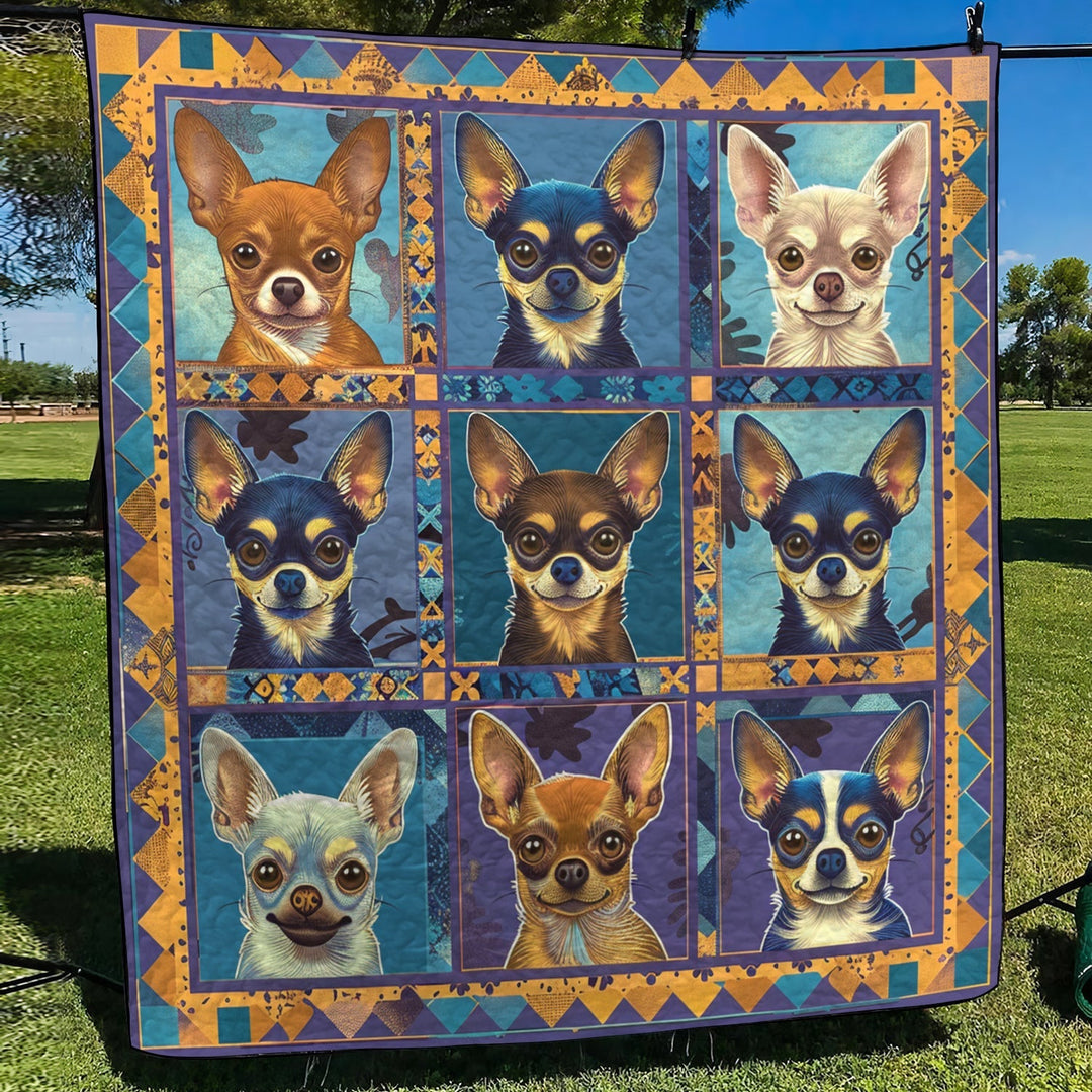 Kunstnerisk Chihuahua Quiltet Tæppe NCU0TH385