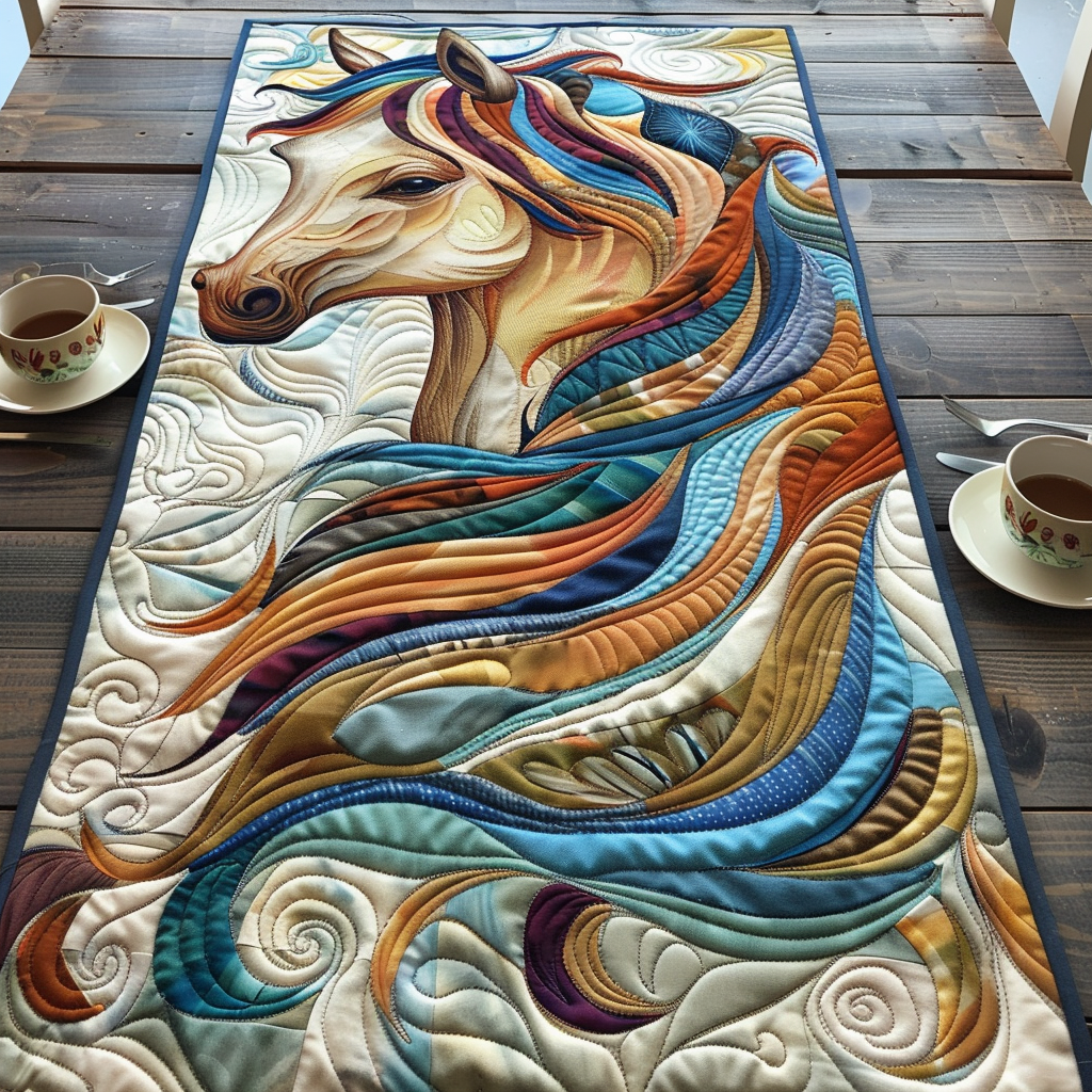 Kunstnerisk Hest Quilted Bordløber NCU0PD216