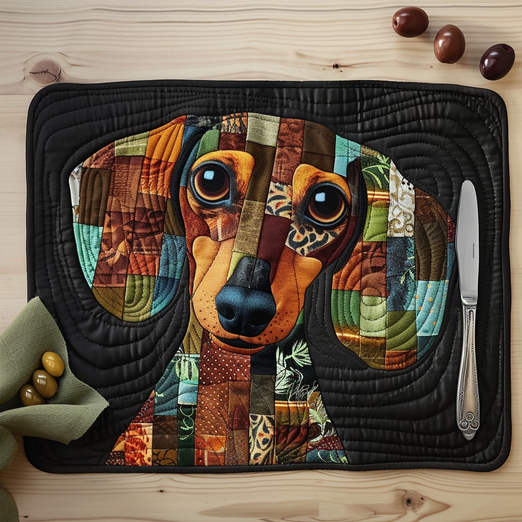 Efterårs Patchwork Dachsund Quilted Bordskåner NCU0TH005