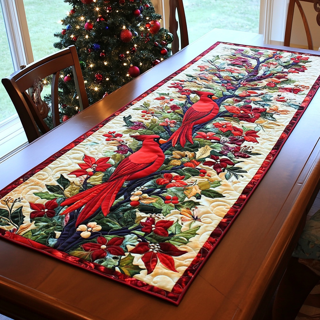 Efterårs Cardinal Whispers Quilted Table Runner NCU0DK1280
