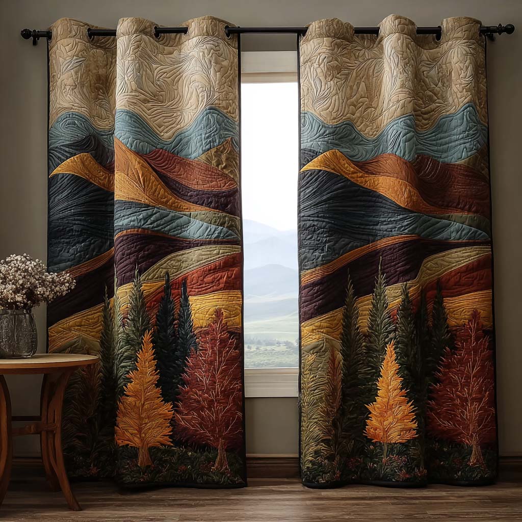 Efterårs Bjørne Fyr Quilted Gardiner NCU0NT11274