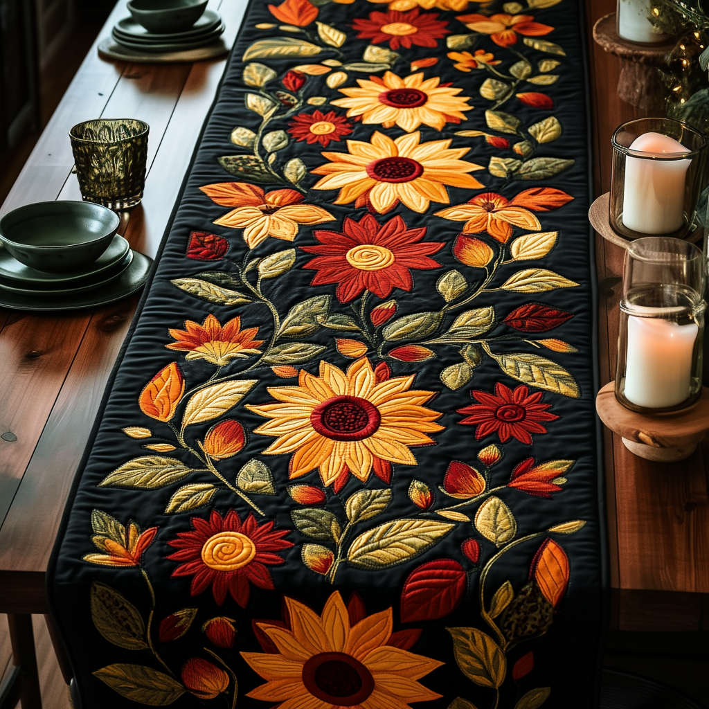 Efterår Solsikke Quilted Bordløber NCU0DV507