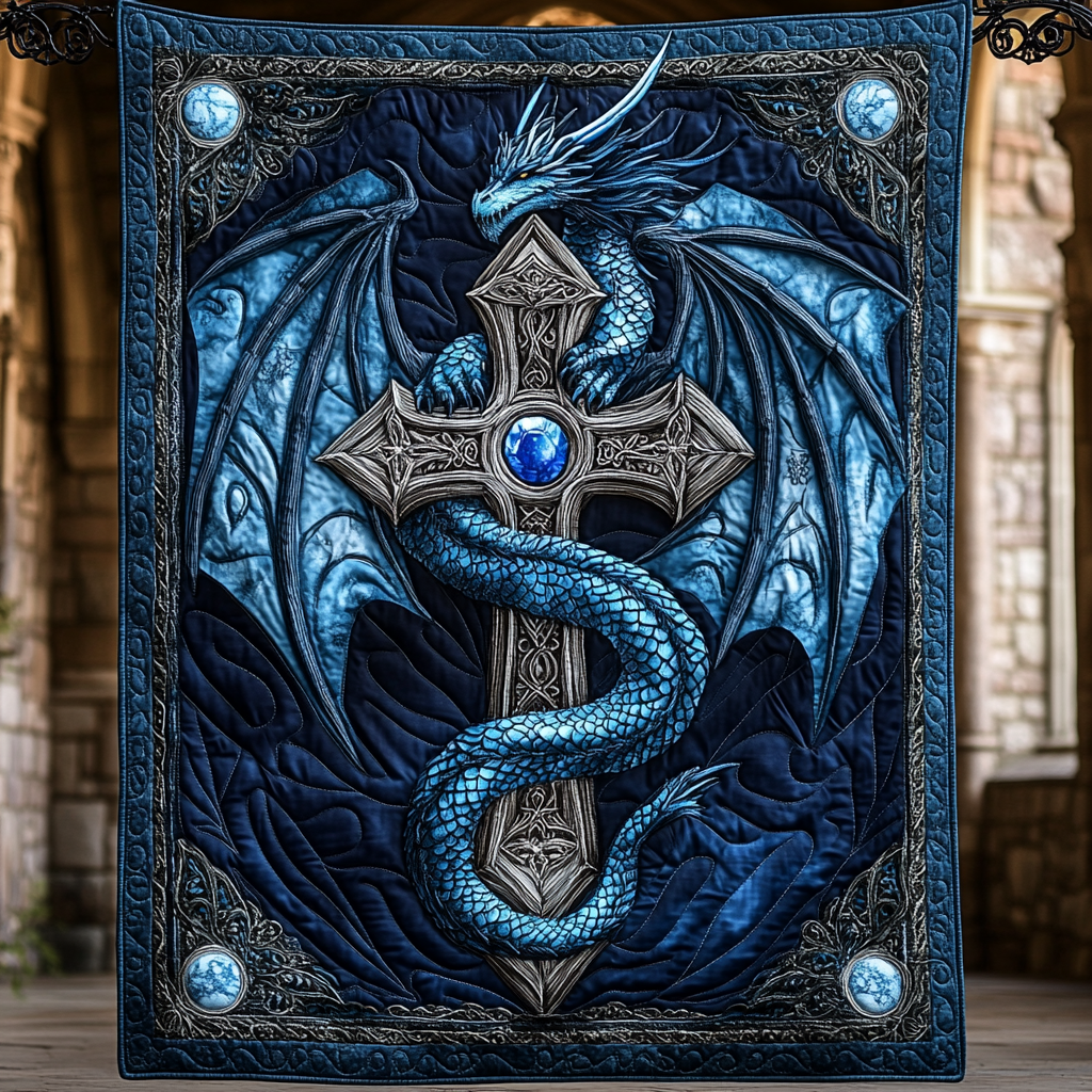Azure Guardian Quiltet Tæppe NCU0DK780