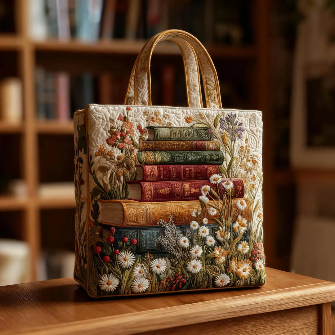 Quilted Tote Bag - Blomster Mønster