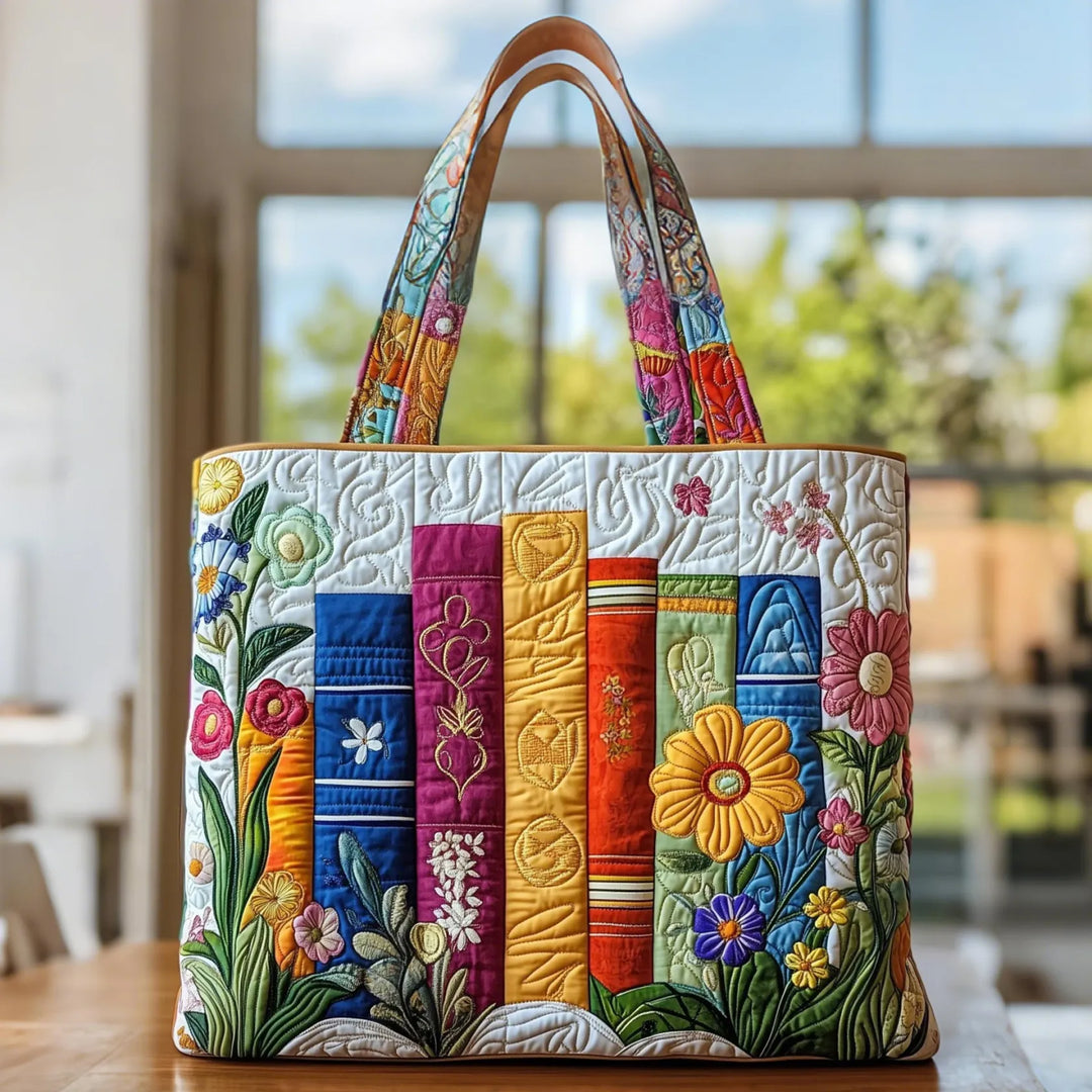 Quiltet Tote Bag - Floral Bibliotek