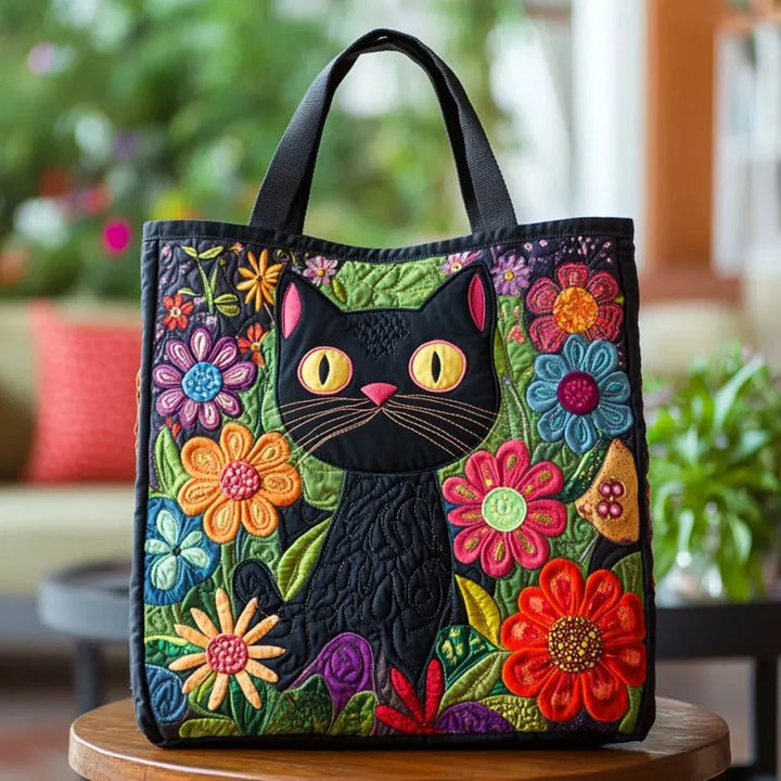 Quilted Tote Bag - Fortryllet Sort Kat