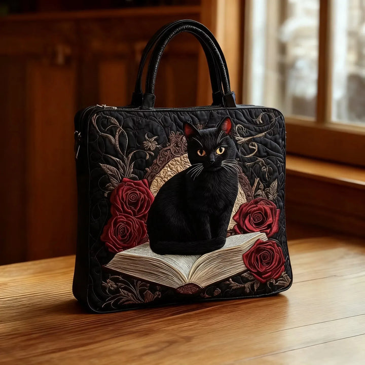 Quilted Tote Bag - Sort Kat på Bøger