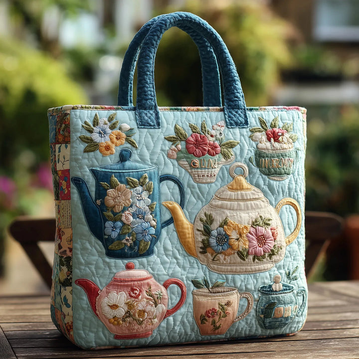 Quilted Tote Bag - Blomsterprint