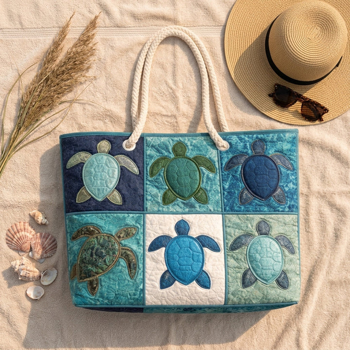 Strandtaske - Blå Skildpadde