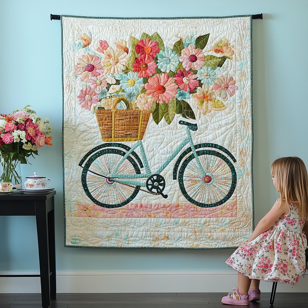 Cykel Blomster Kunst Quilt Ophæng NCU0TL1011