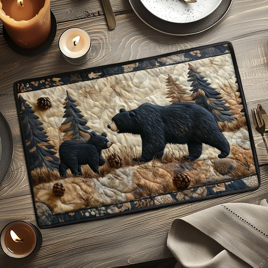 Sort Bjørn Familie Quilted Bordskåner NCU0DV4309