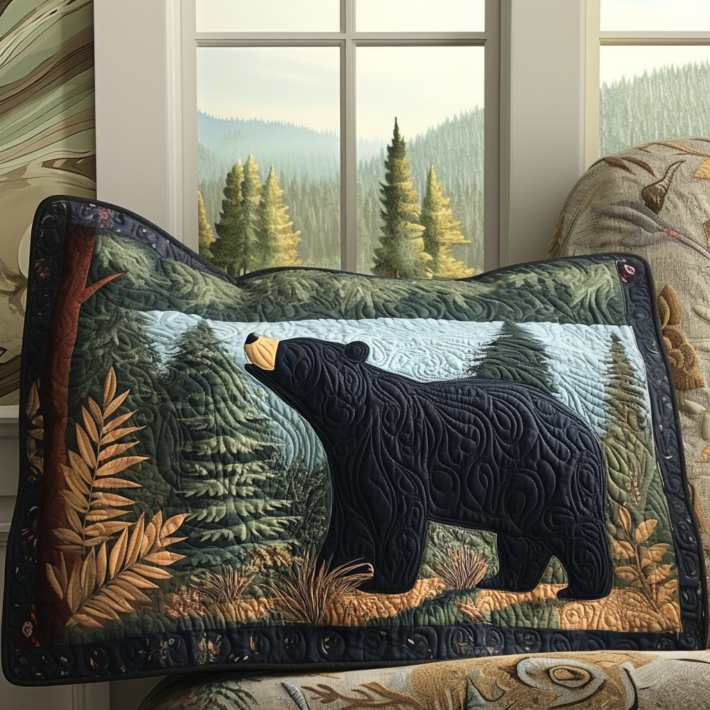 Black Bear Pines Quiltet Sengetøj Pude Betræk NCU0DV6345
