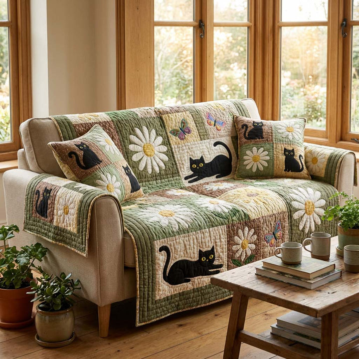 Bloom Cat Harmony Quilted Sofa Cover NCU0HH1941