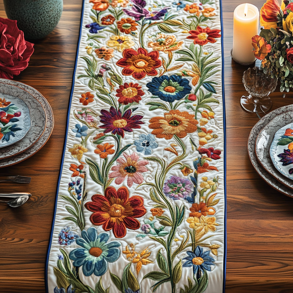 Blomstrende Skønhed Quilted Bordløber NCU0VH4176