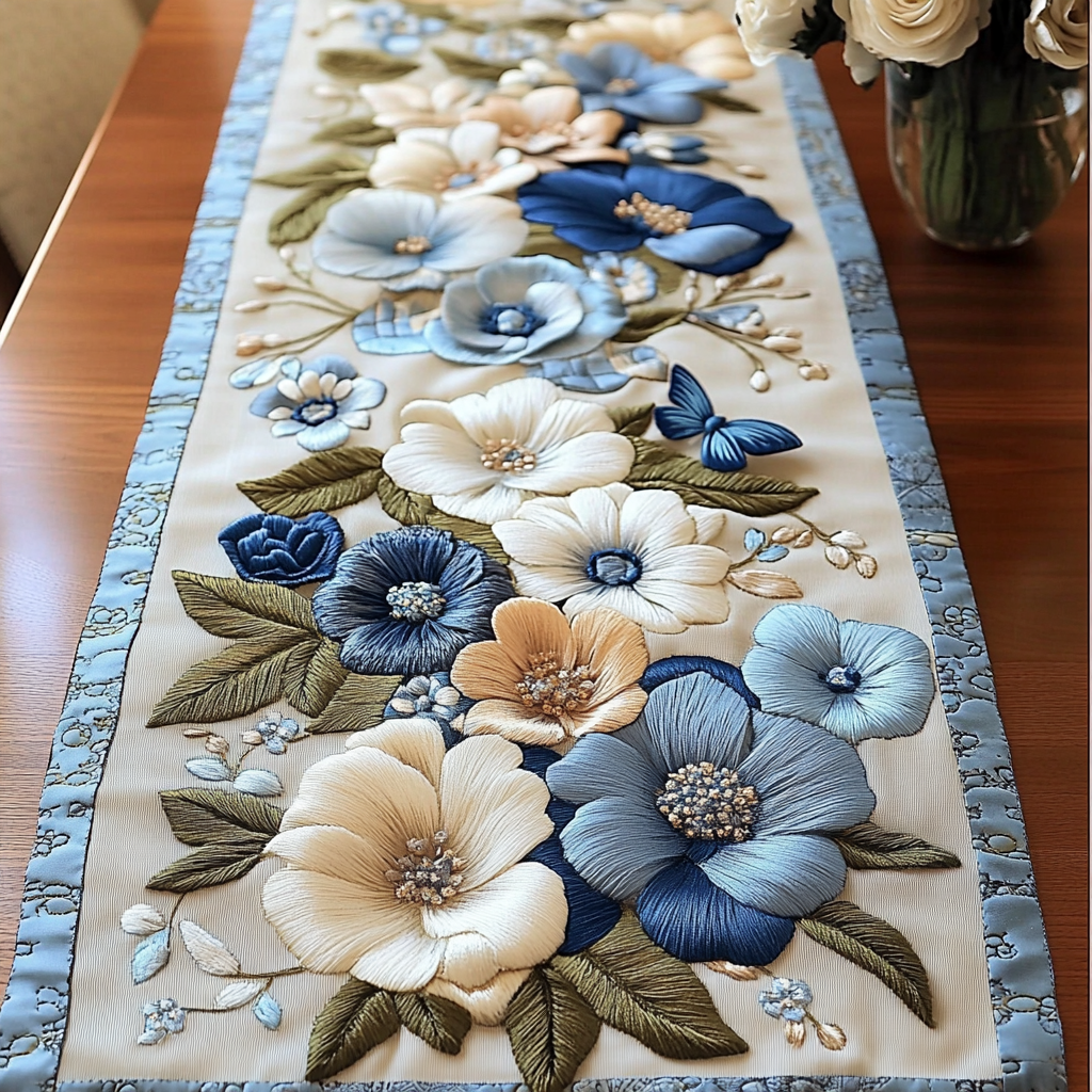 Blomstrende Elegance Quilted Bordløber NCU0VL1433