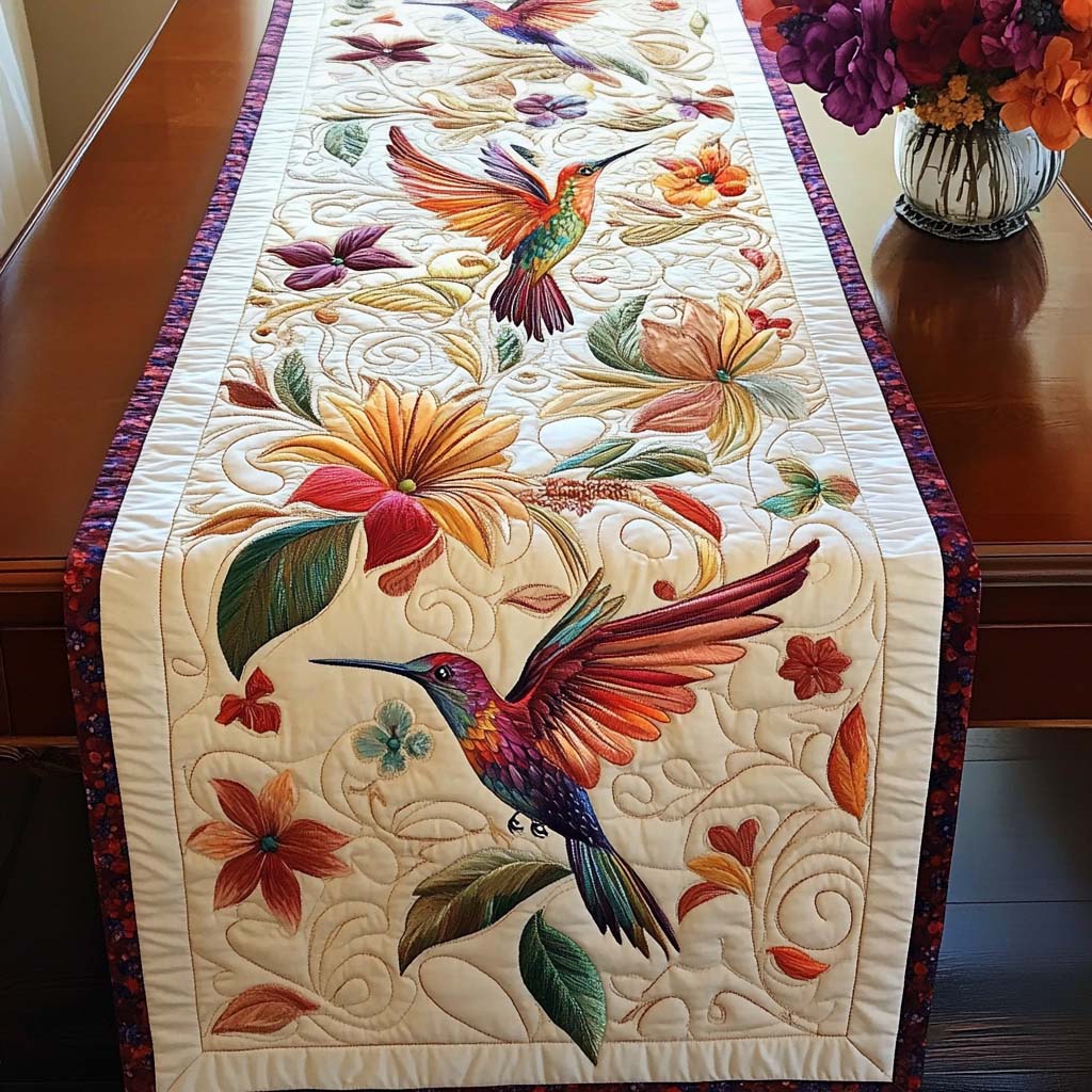 Blossom Wings Quiltet Bordløber NCU0NT1412