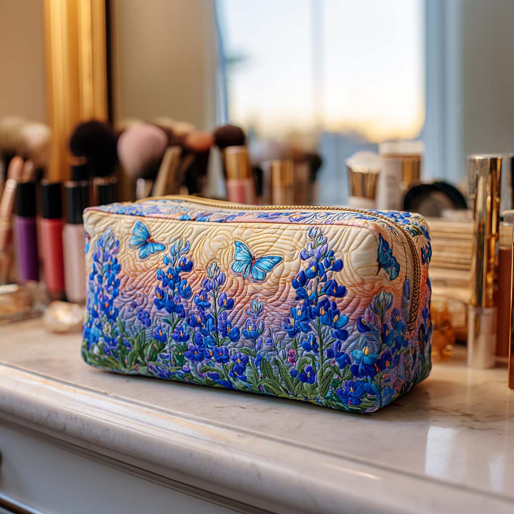 Blå Sommerfugle Quiltet Makeup Taske NCU0NT10301