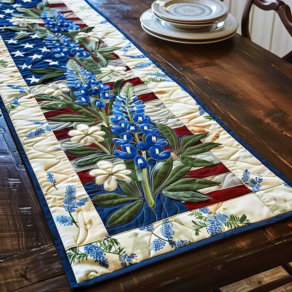 Bluebonnet Dreams Quilted Table Runner NCU0DV4458